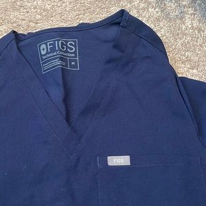 Figs: 1 scrub top, 2 scrub pants